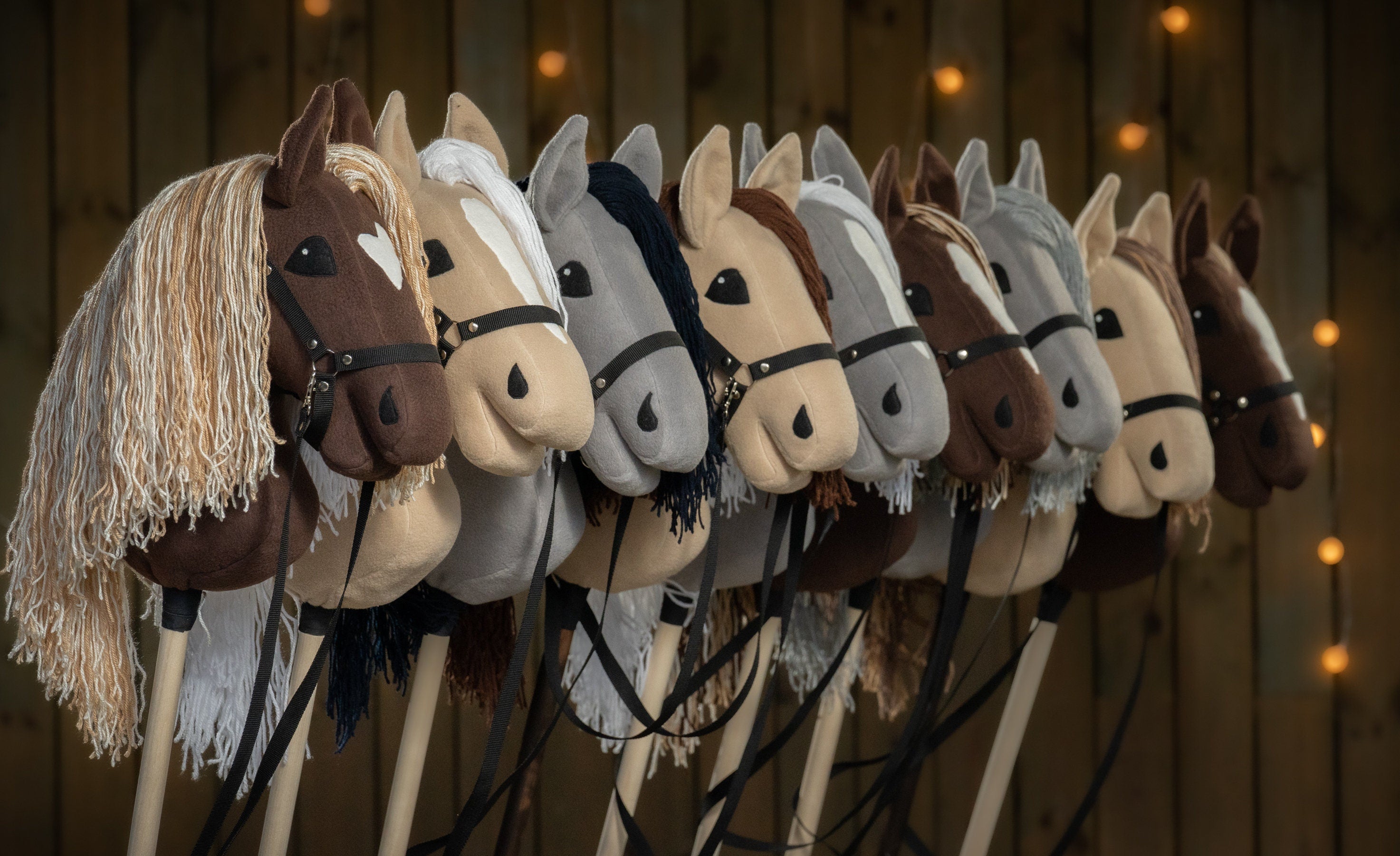 White Hobby Horse with Soft Yarn Mane – Handmade A3 Stick Horse for Kids