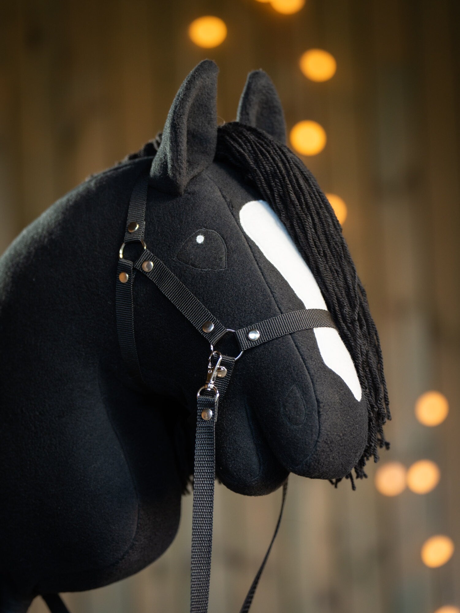 Black Hobbyhorse with Halter – A3 Handmade Stick Horse