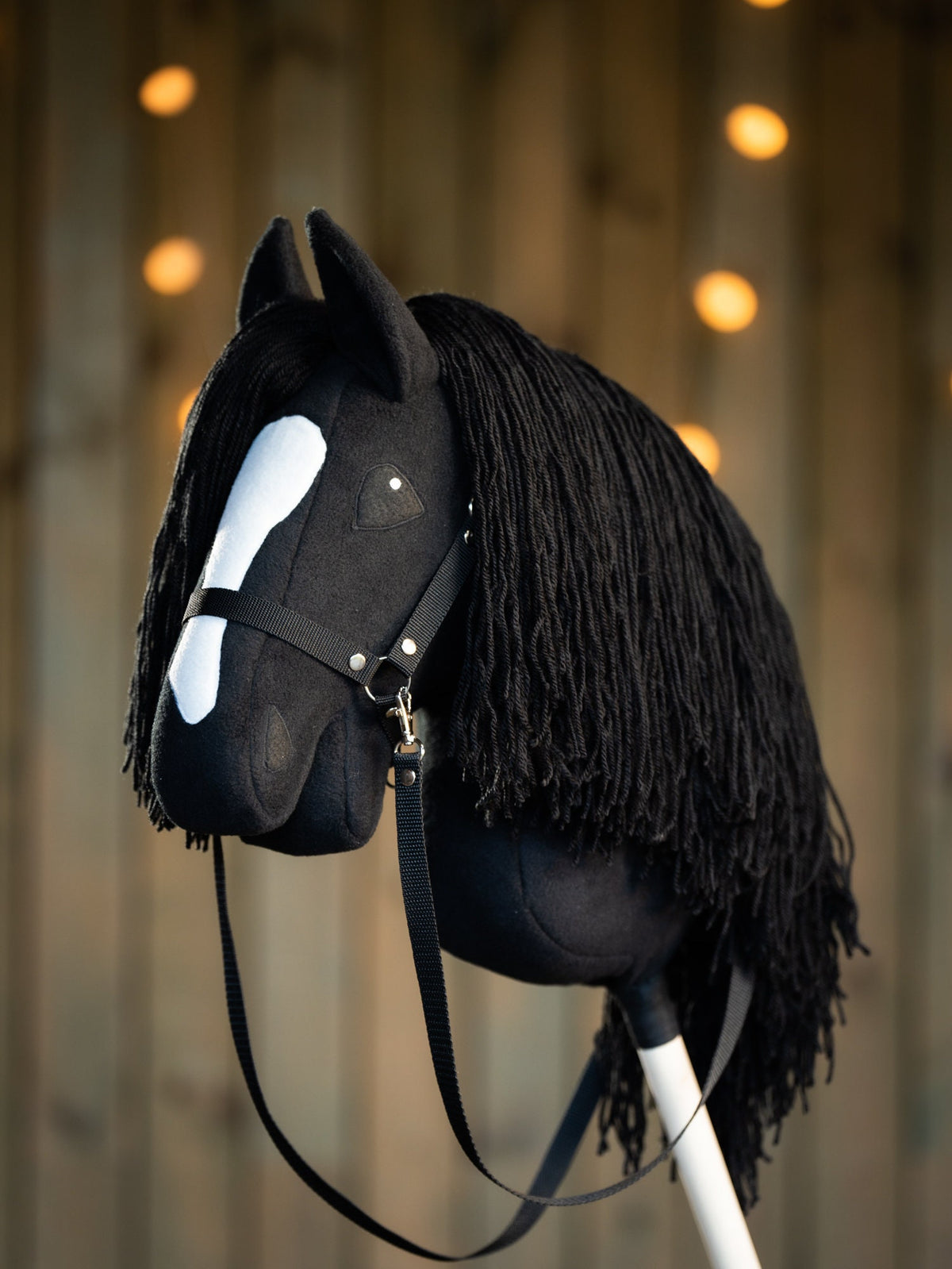 Black Hobbyhorse with Halter – A3 Handmade Stick Horse