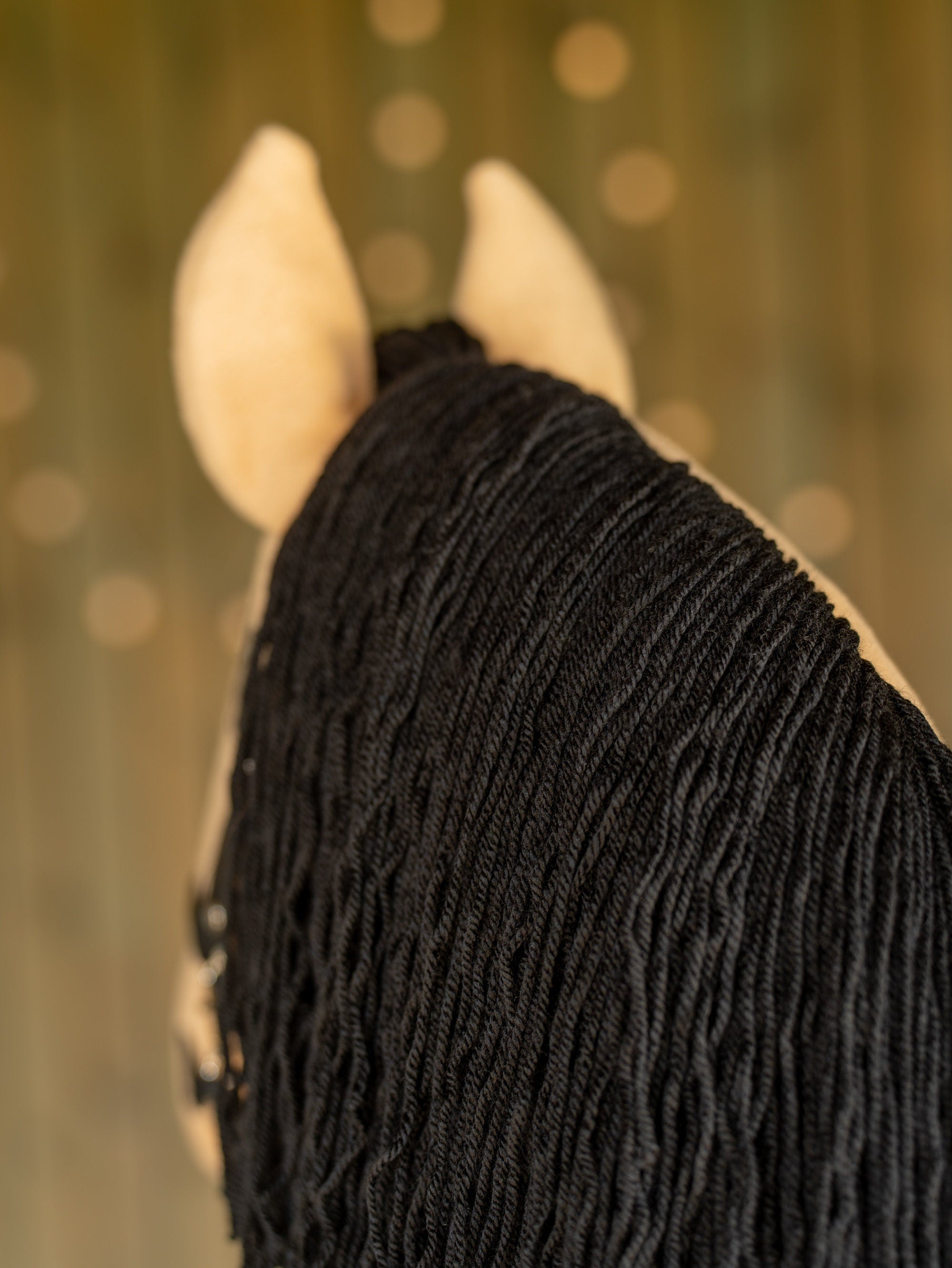 Brown A3 Hobby Horse – Handmade Stick Horse with Halter & Black Yarn Mane