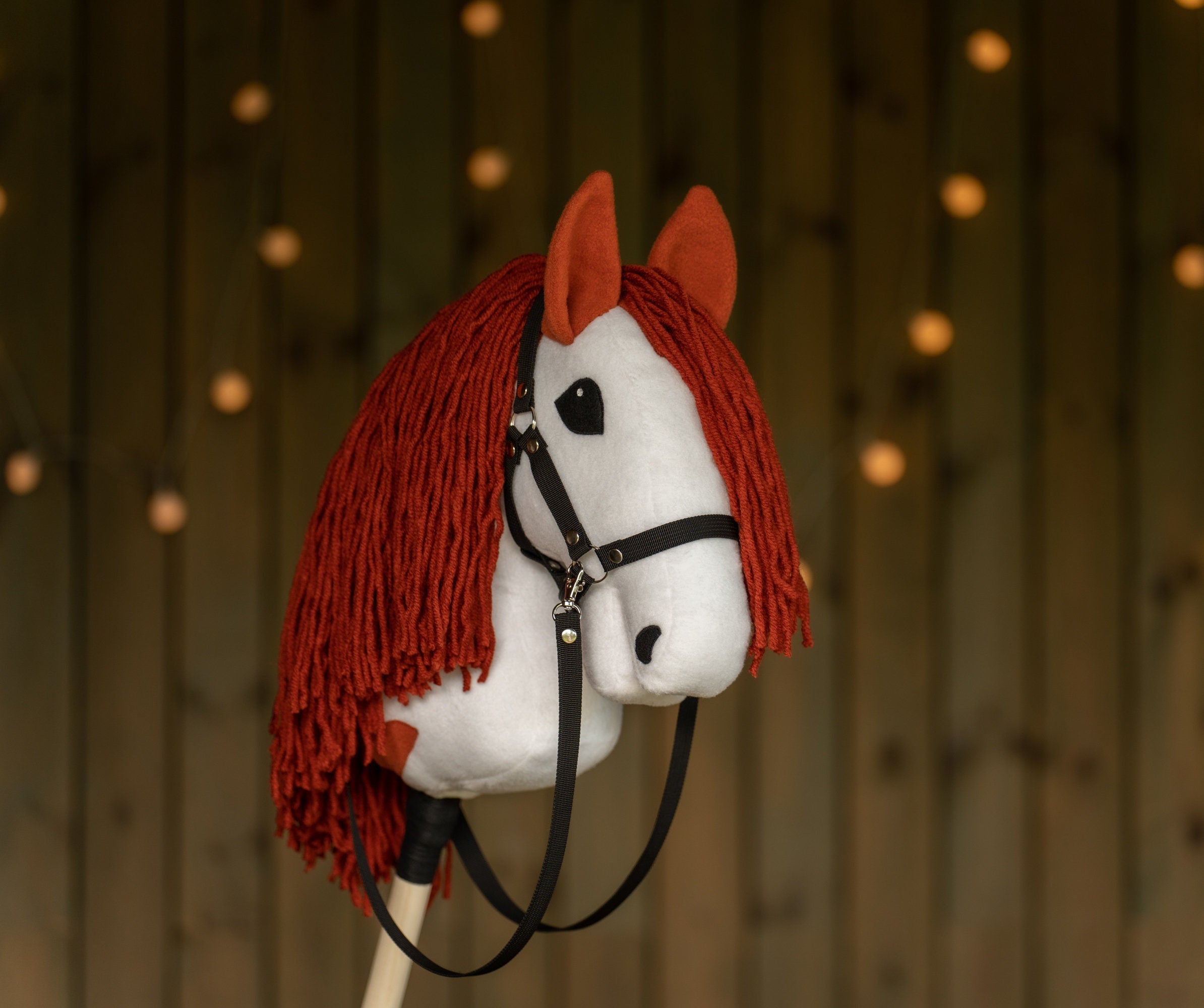 Chestnut Pinto Hobbyhorse – A3 Size | With Rhinestone Bridle or Halter