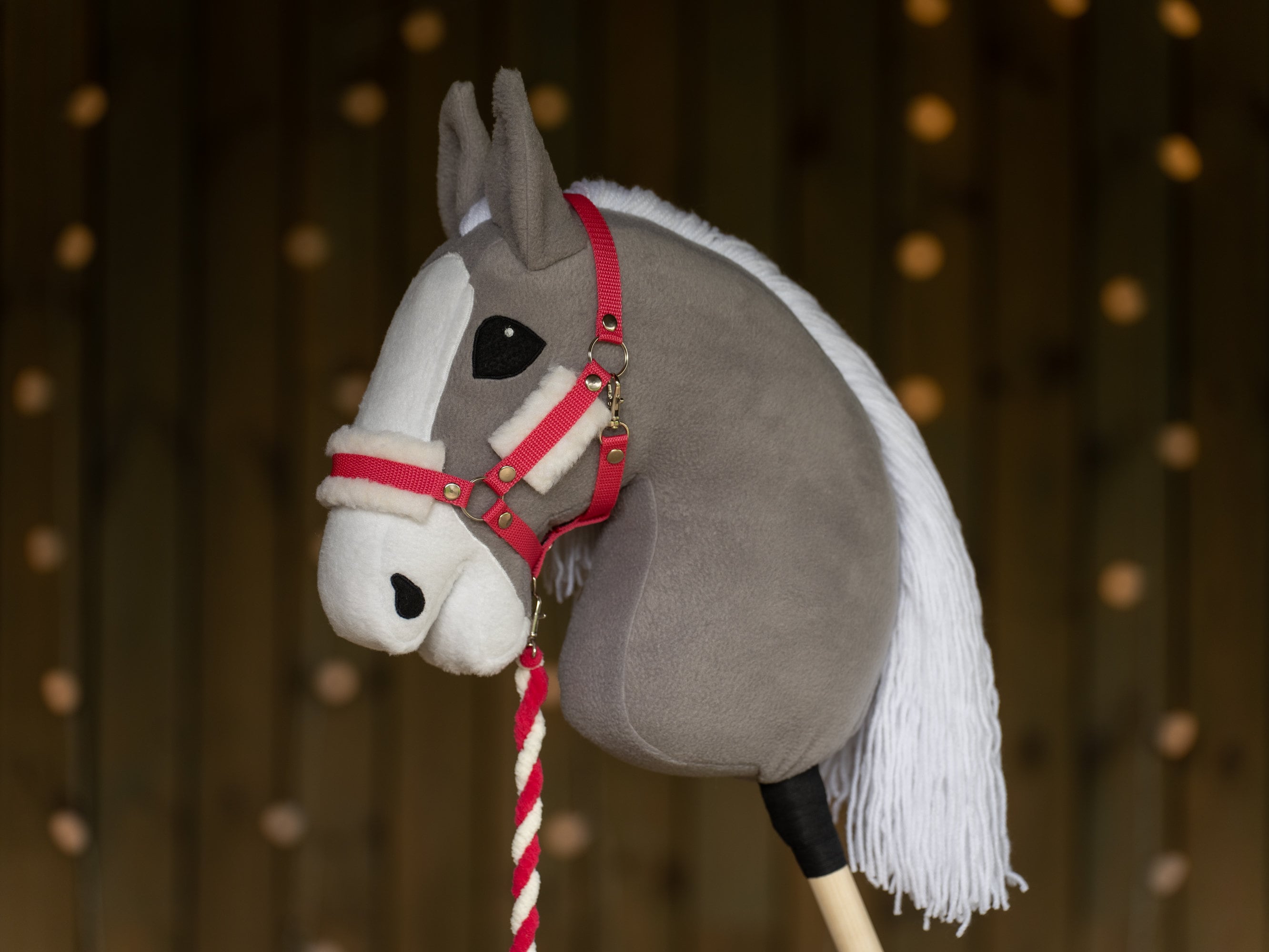 Hobbyhorse Halter with Soft cream Fur – Fits A3 & A4 Hobbyhorses