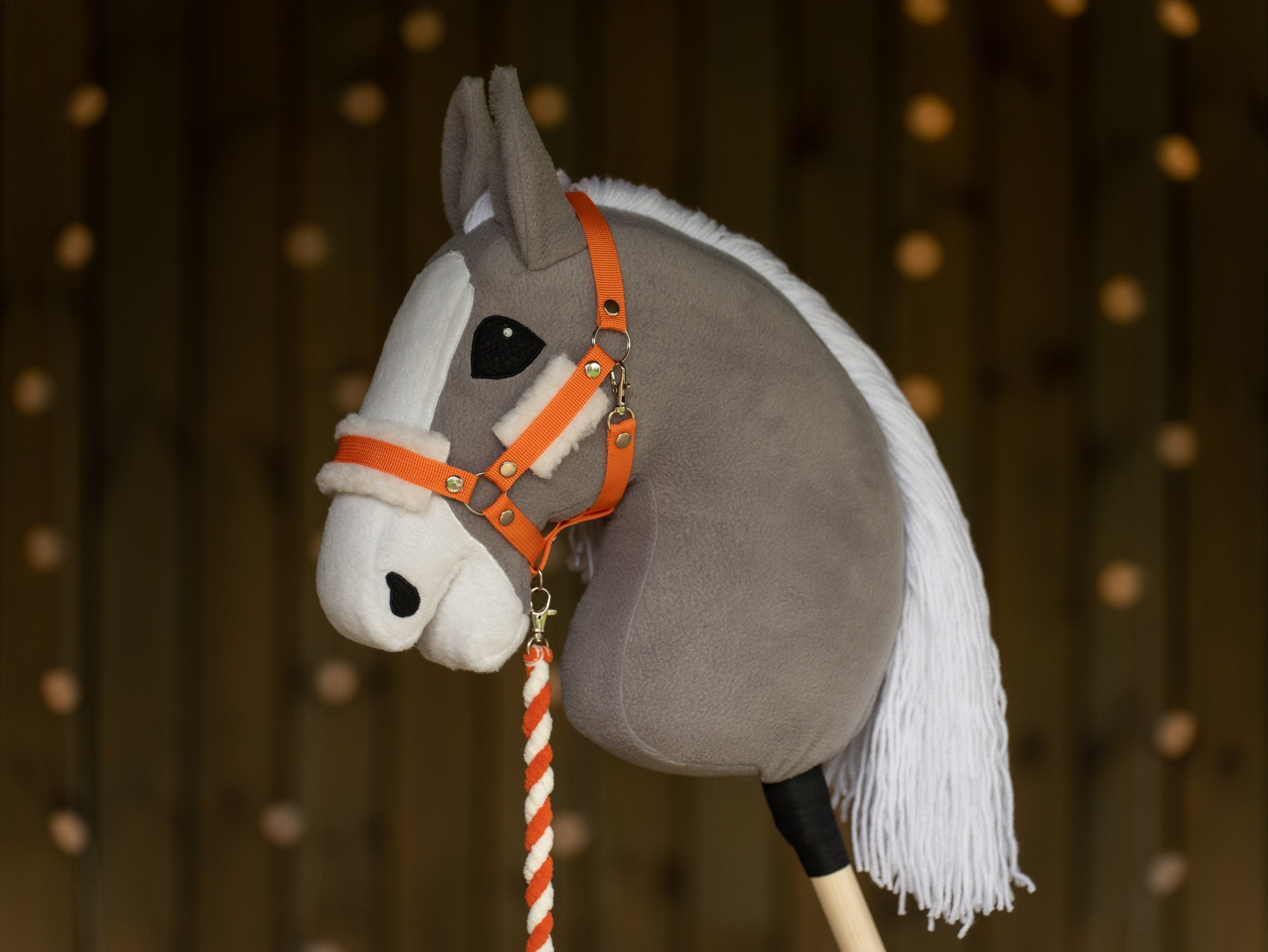 Hobbyhorse Halter with Soft Cream Fur – Fits A3 & A4 Hobbyhorses