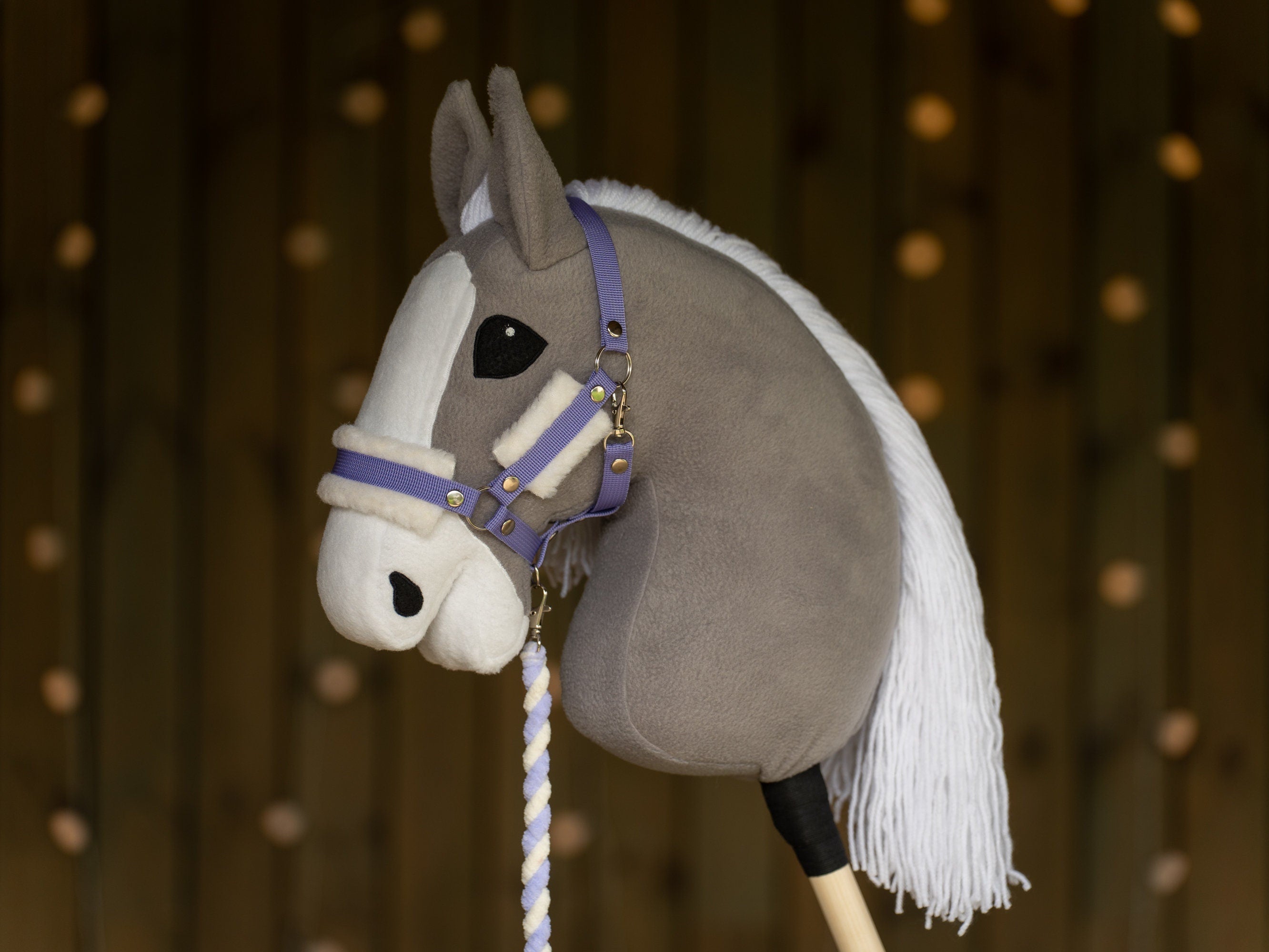 Hobbyhorse Halter with Soft Cream Fur – Fits A3 & A4 Hobbyhorses