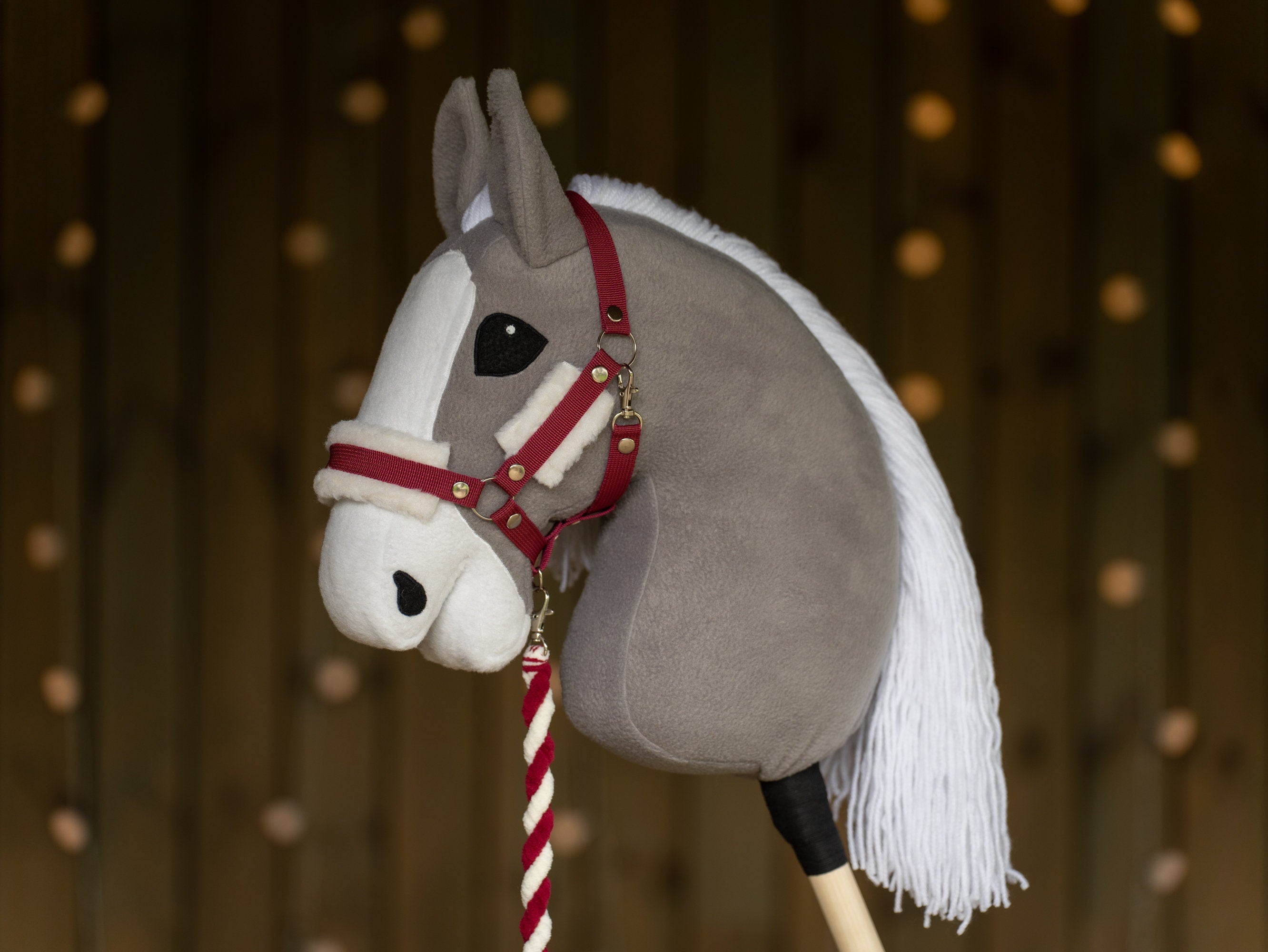 Hobbyhorse Halter with Soft cream Fur – Fits A3 & A4 Hobbyhorses