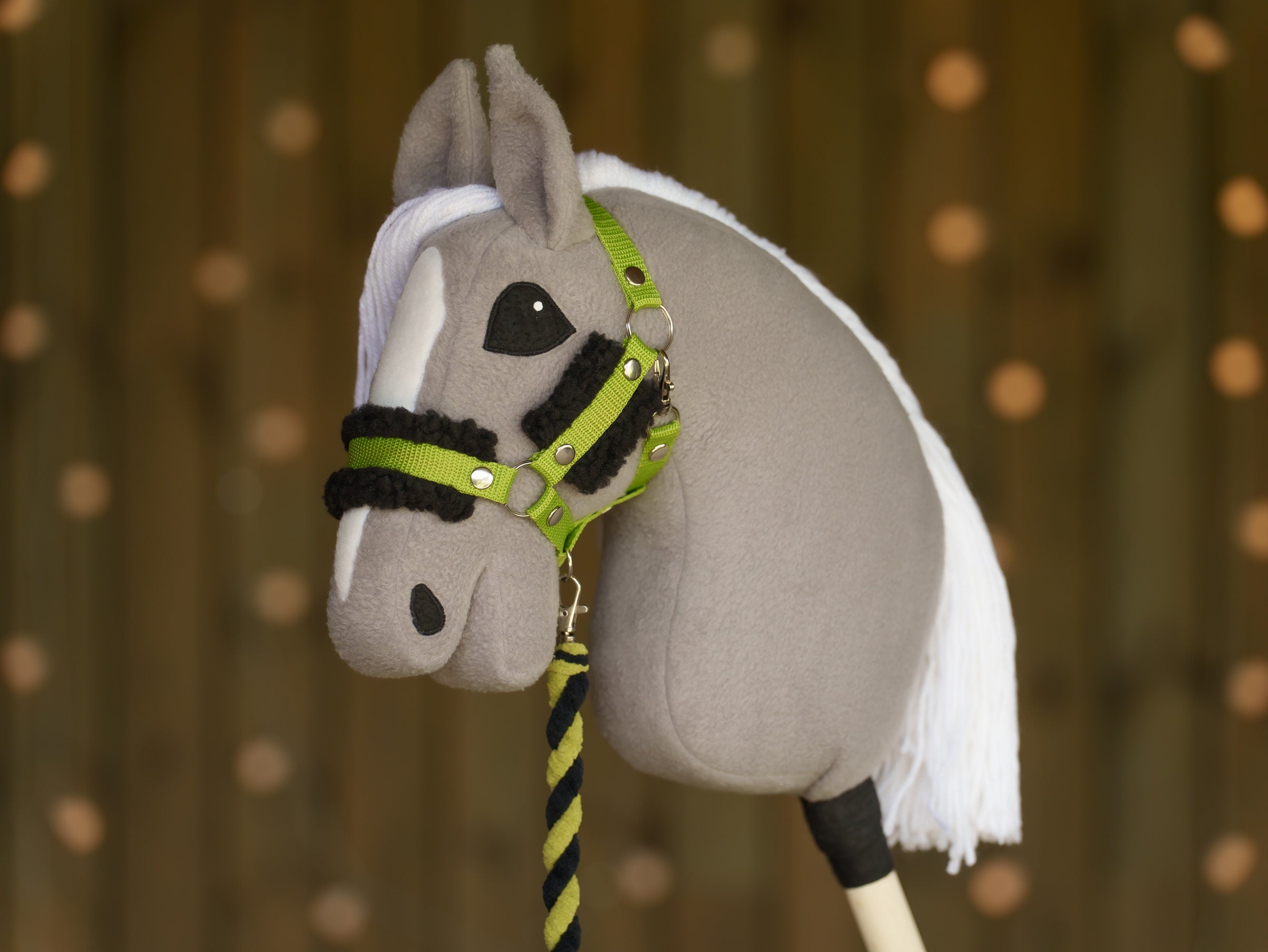 Hobbyhorse Halter with Soft Black Fur – Fits A3 & A4 Hobbyhorses