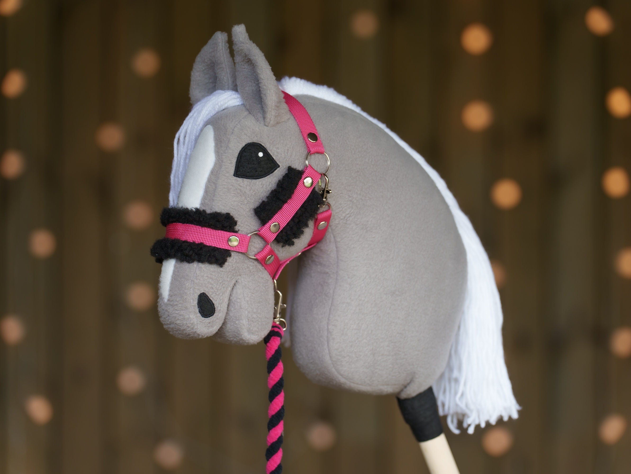 Hobbyhorse Halter with Soft Black Fur – Fits A3 & A4 Hobbyhorses