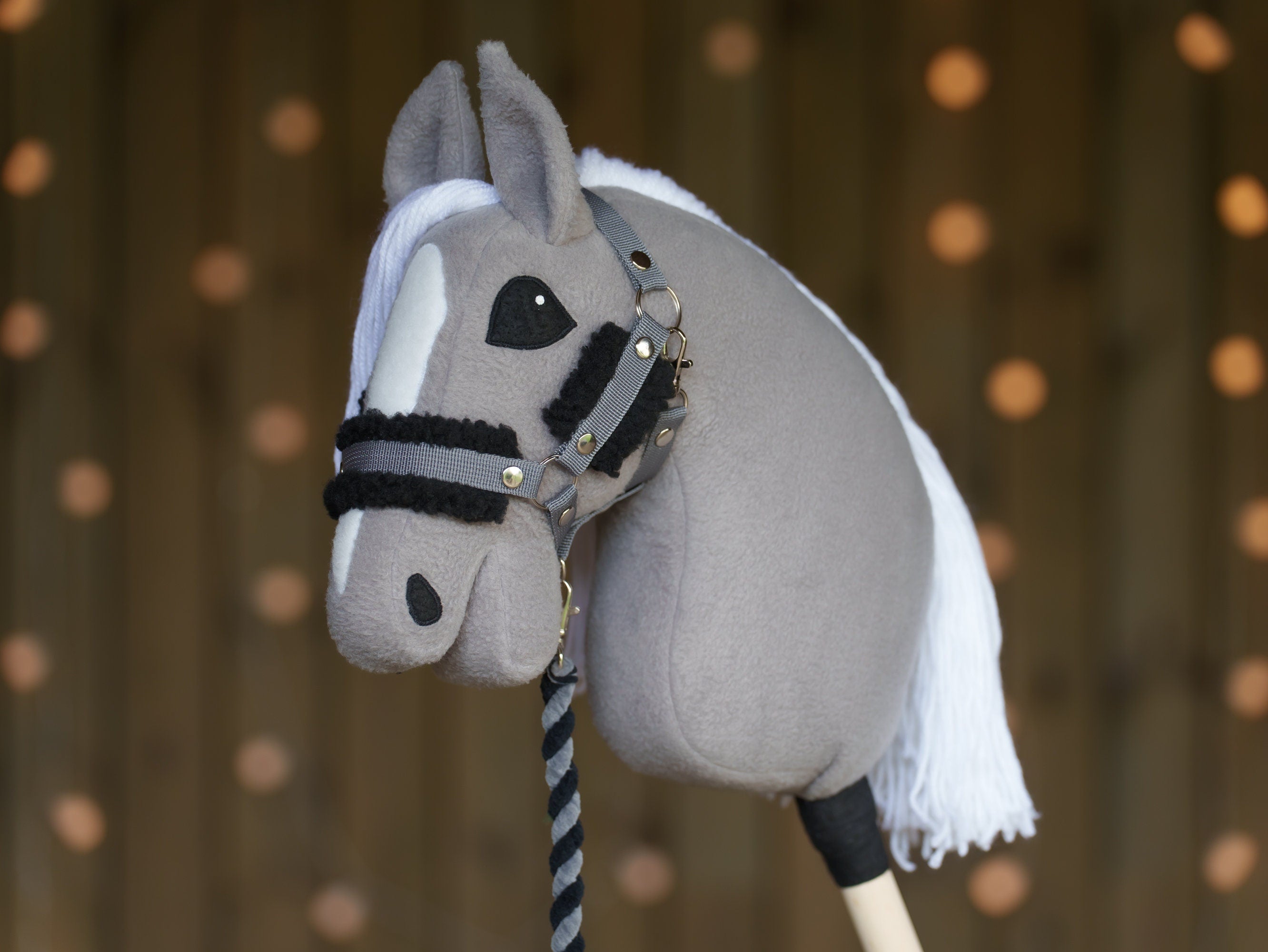 Hobbyhorse Halter with Soft Black Fur – Fits A3 & A4 Hobbyhorses