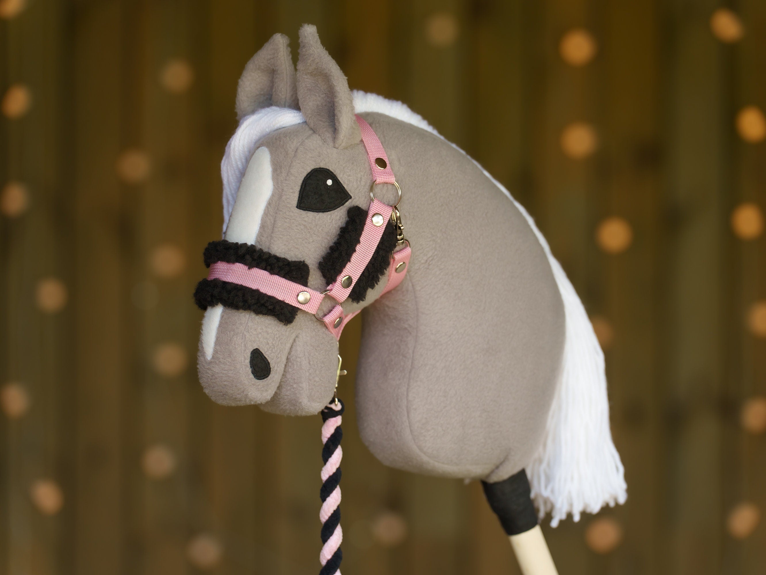 Hobbyhorse Halter with Soft Black Fur – Fits A3 & A4 Hobbyhorses