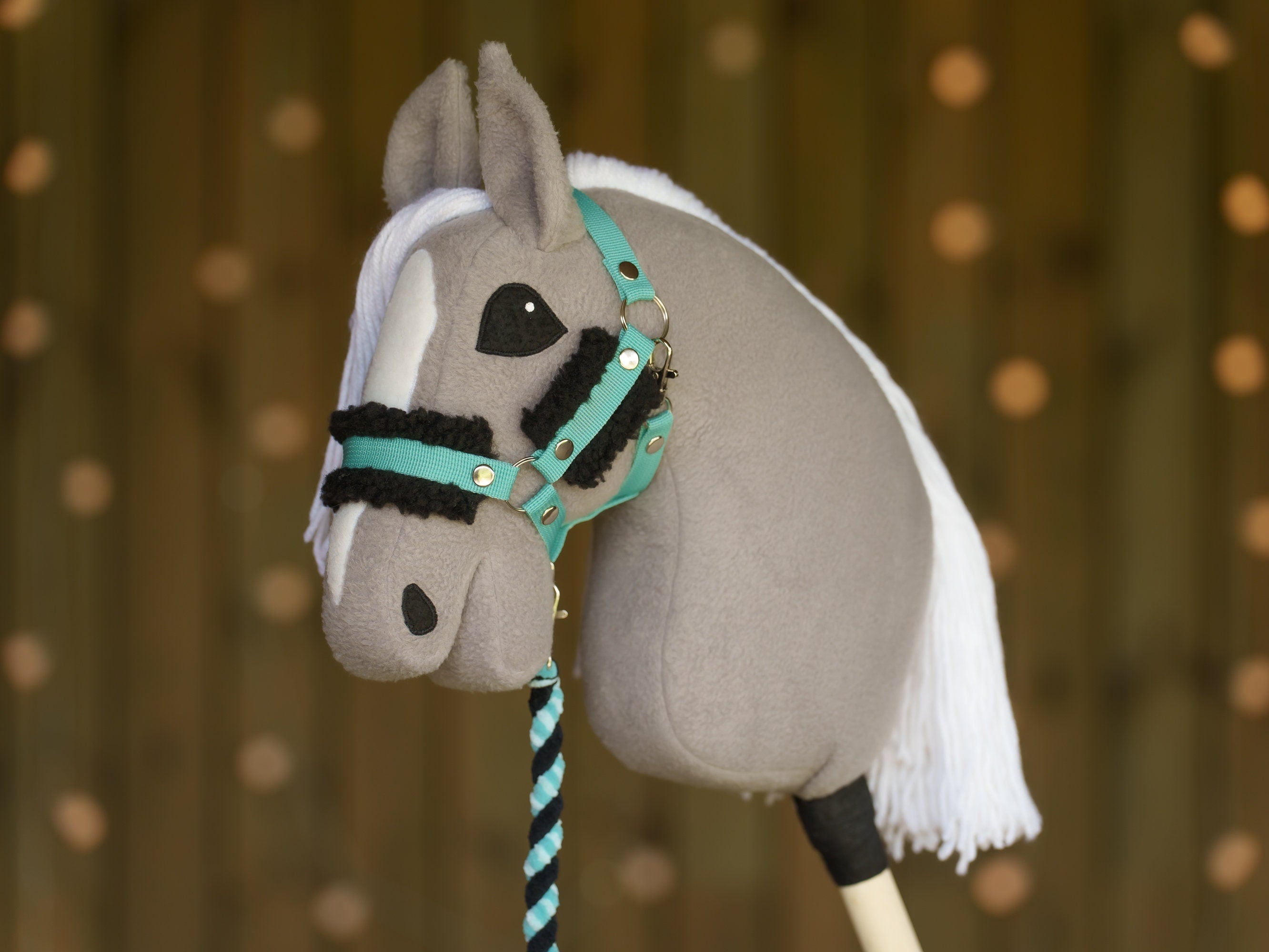 Hobbyhorse Halter with Soft Black Fur – Fits A3 & A4 Hobbyhorses