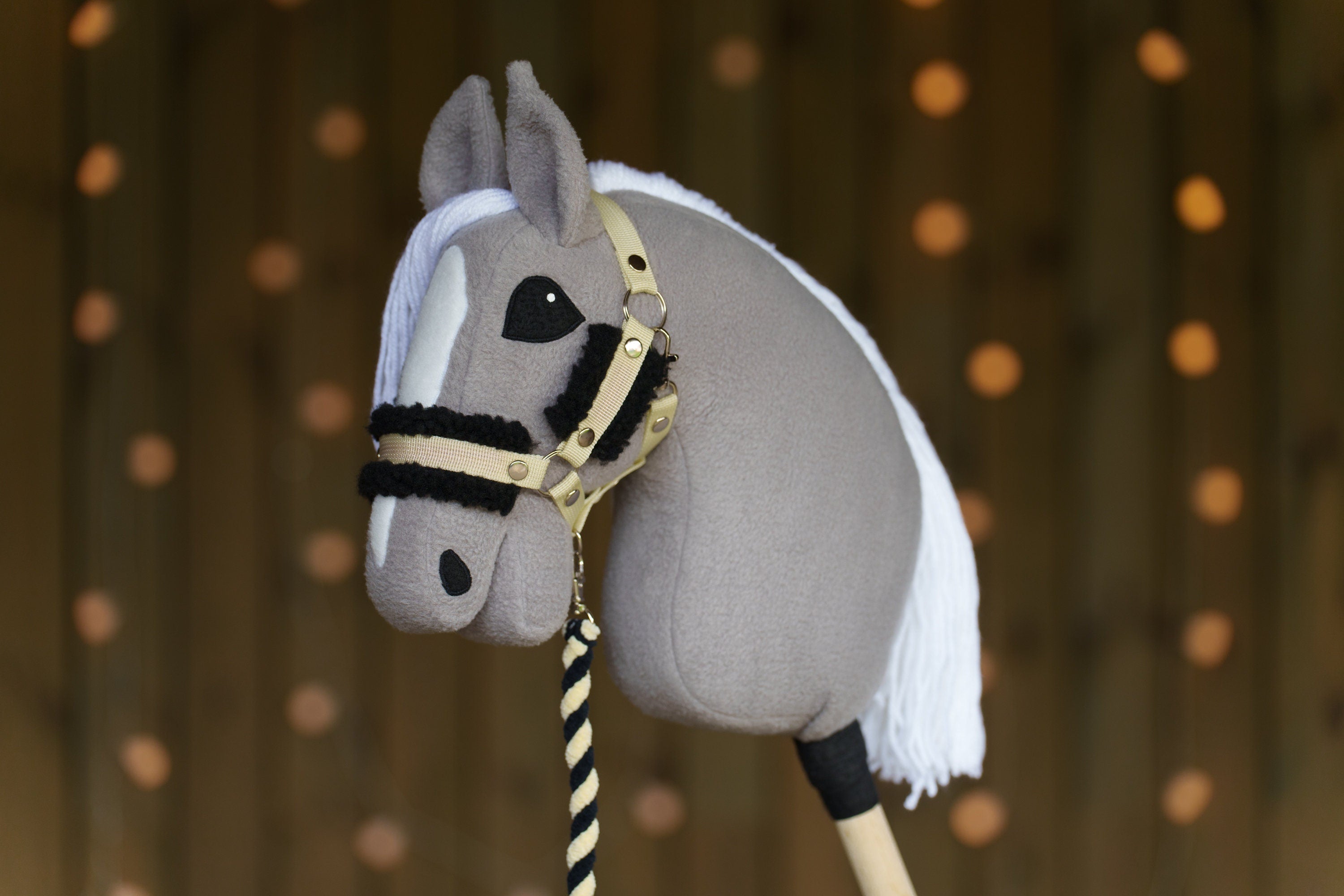 Hobbyhorse Halter with Soft Black Fur – Fits A3 & A4 Hobbyhorses