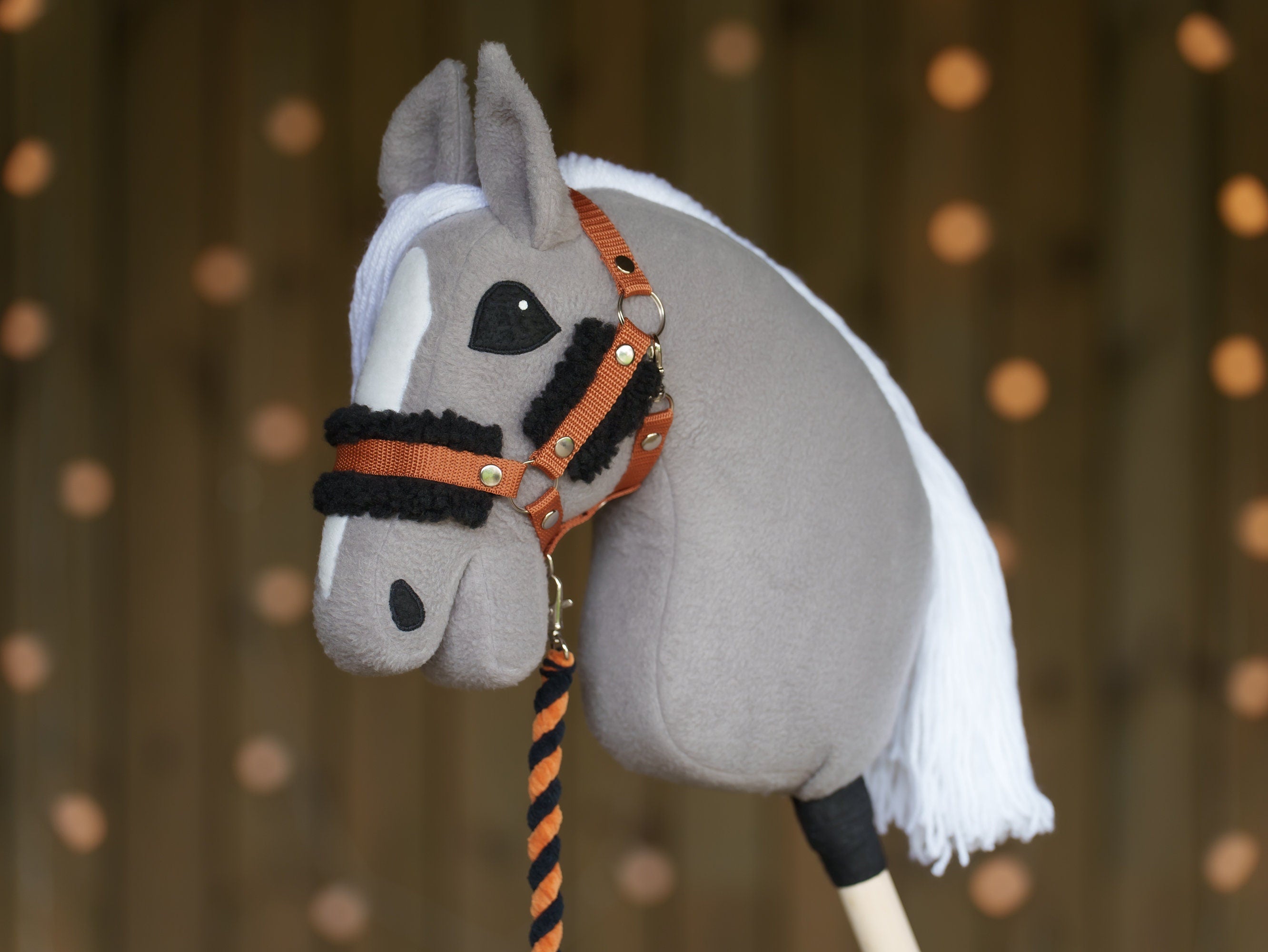 Hobbyhorse Halter with Soft Black Fur – Fits A3 & A4 Hobbyhorses