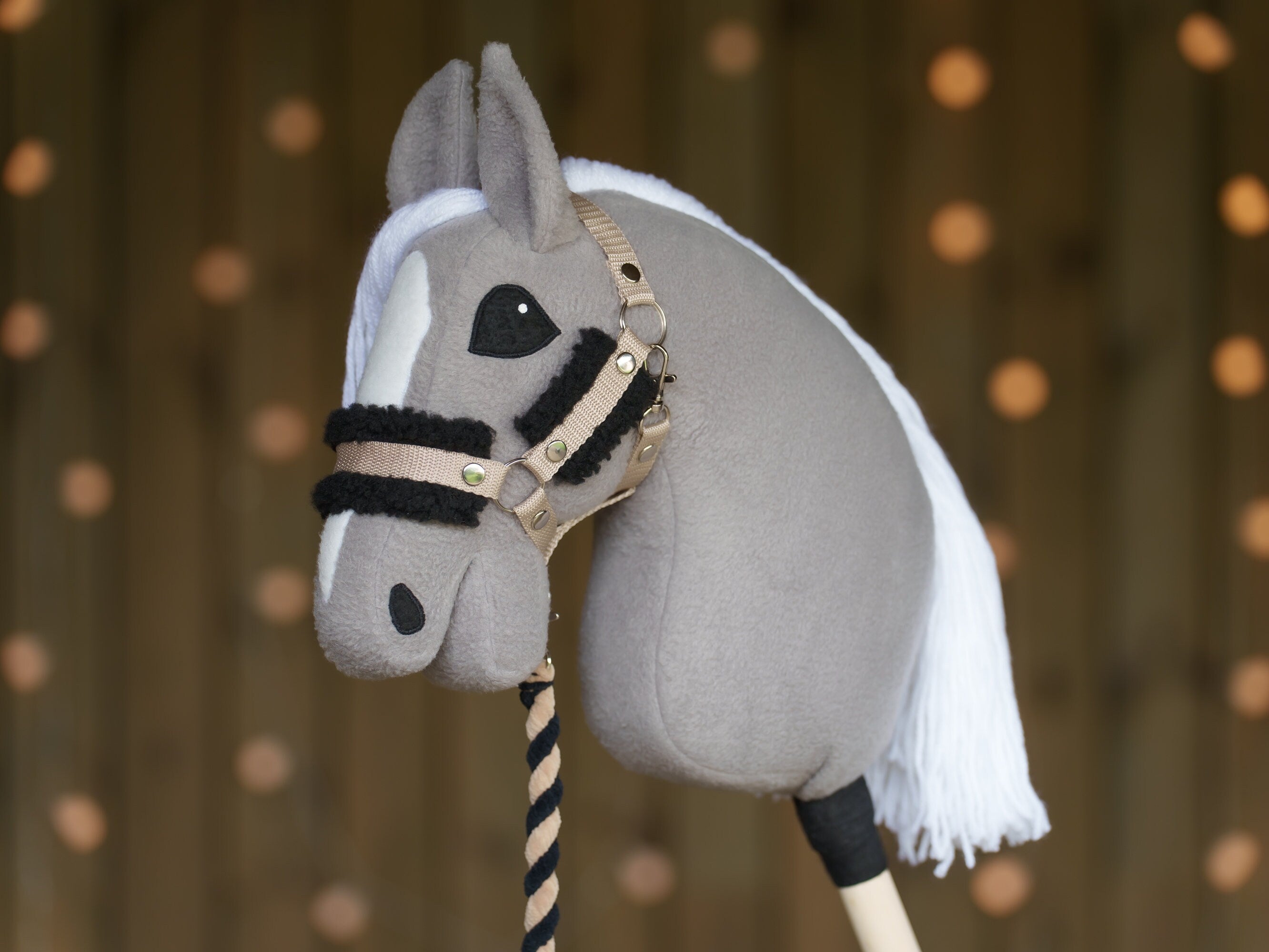 Hobbyhorse Halter with Soft Black Fur – Fits A3 & A4 Hobbyhorses