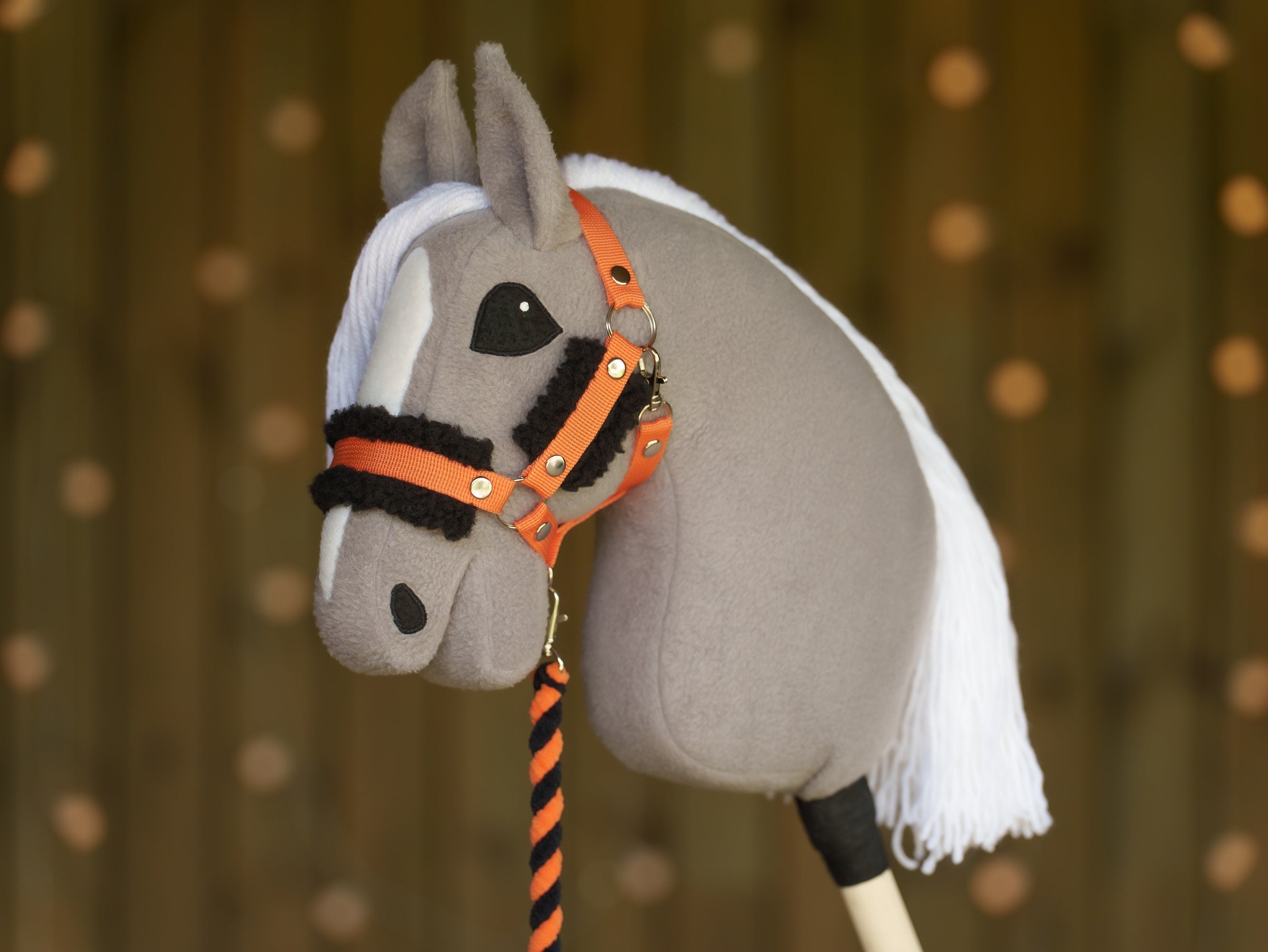 Hobbyhorse Halter with Soft Black Fur – Fits A3 & A4 Hobbyhorses