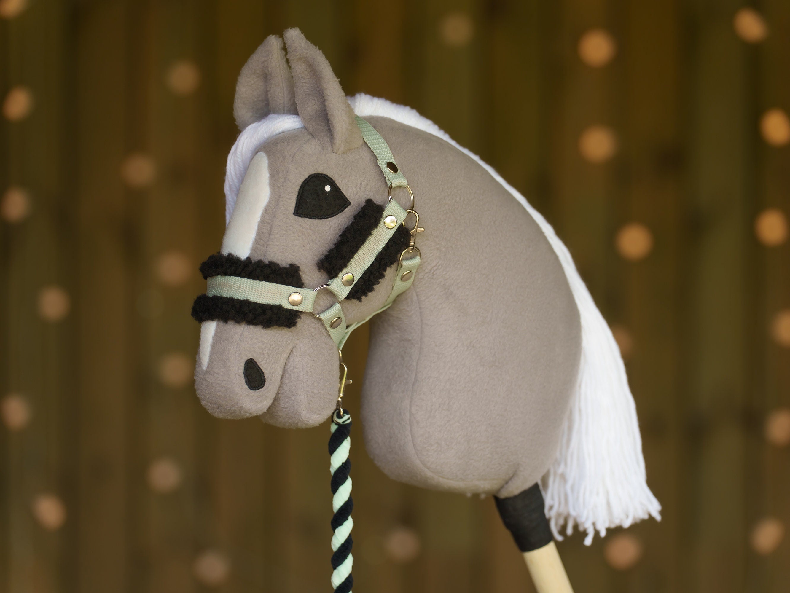 Hobbyhorse Halter with Soft Black Fur – Fits A3 & A4 Hobbyhorses