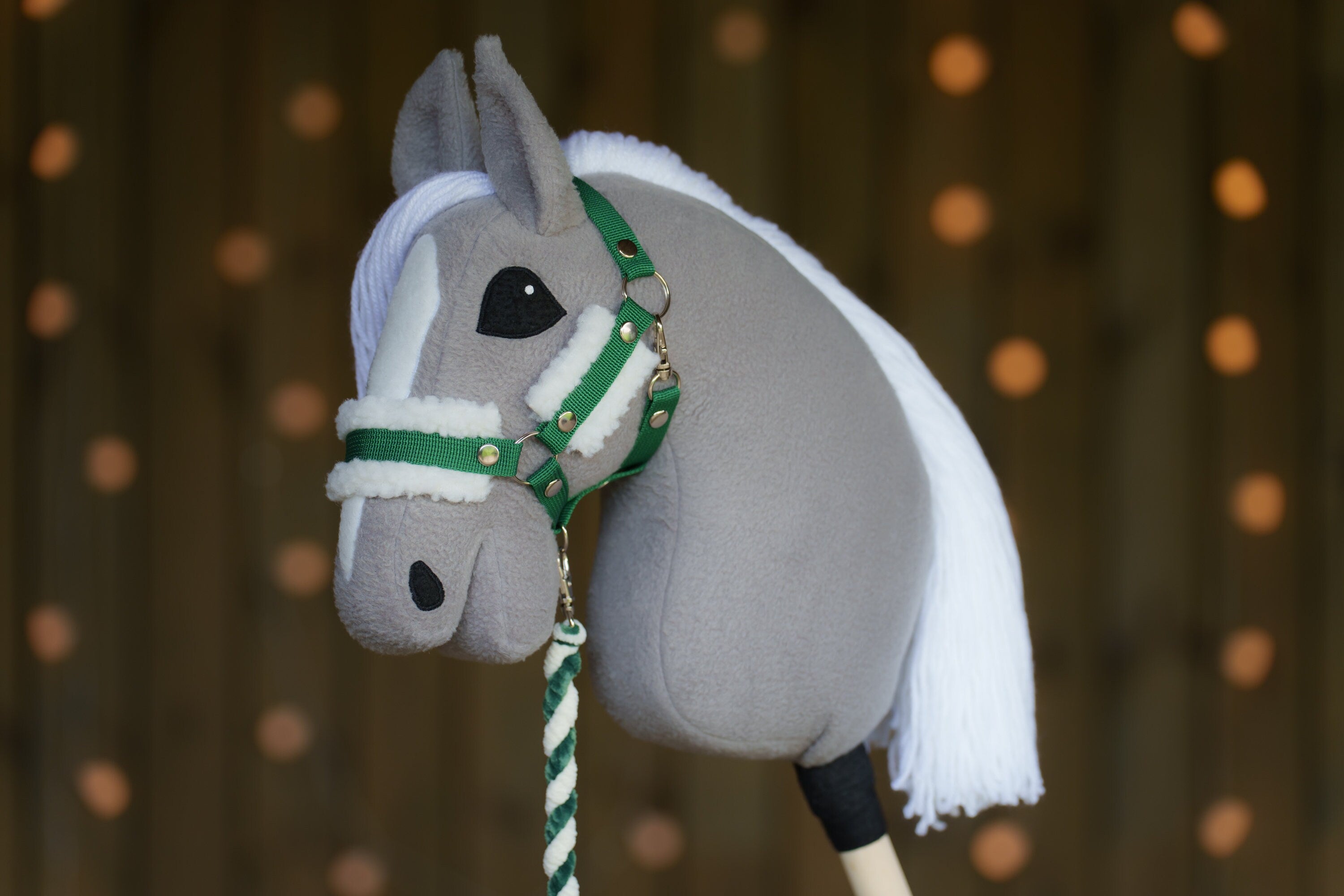 Hobbyhorse Halter with Soft Cream Fur – Fits A3 & A4 Hobbyhorses
