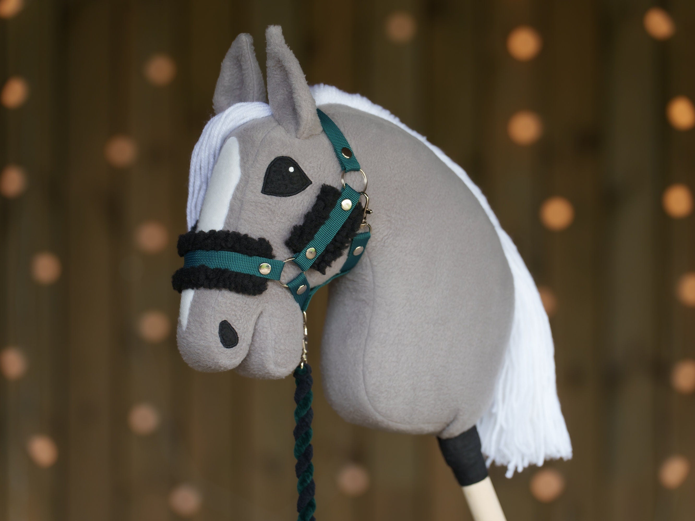 Hobbyhorse Halter with Soft Black Fur – Fits A3 & A4 Hobbyhorses