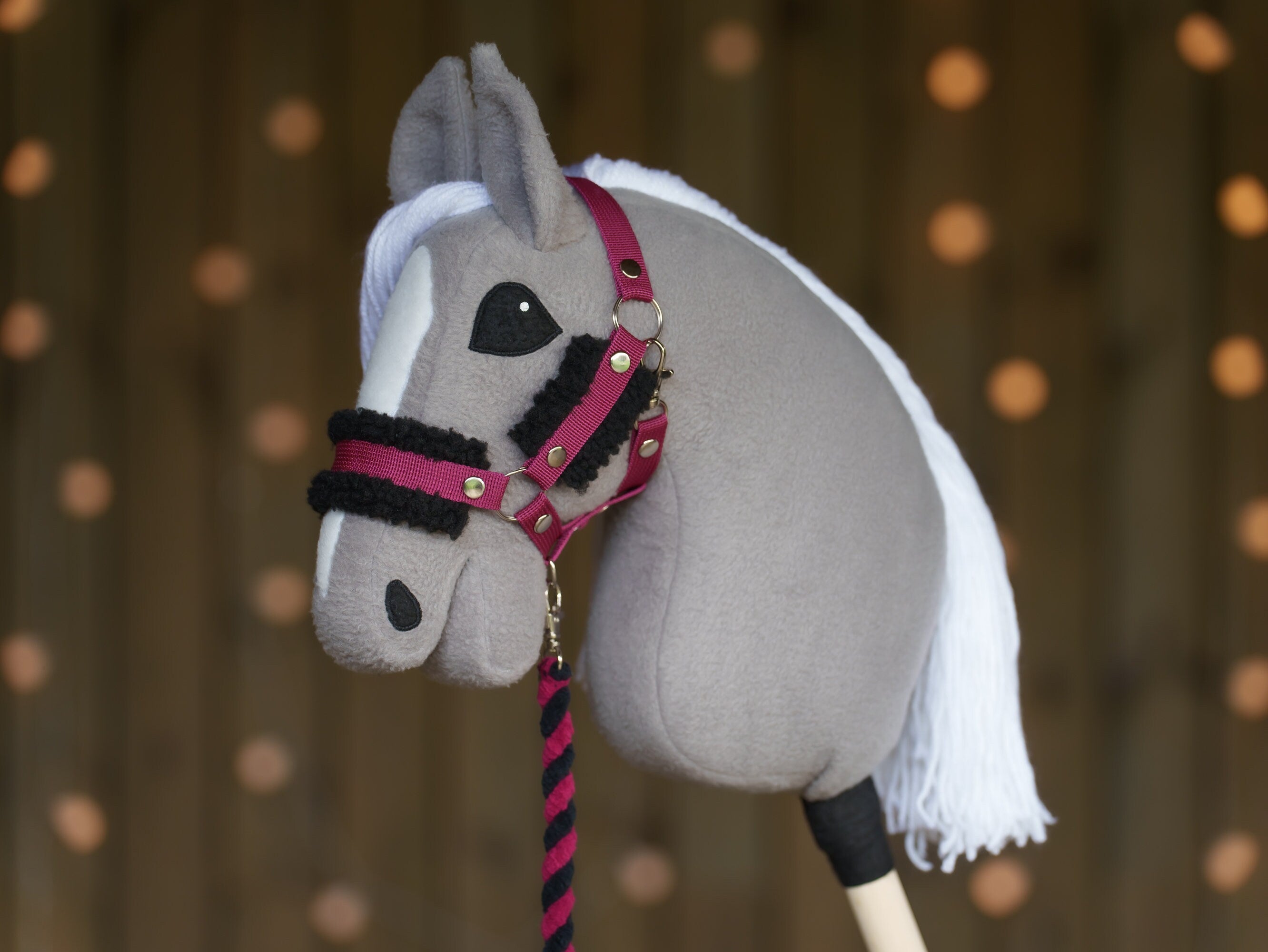 Hobbyhorse Halter with Soft Black Fur – Fits A3 & A4 Hobbyhorses