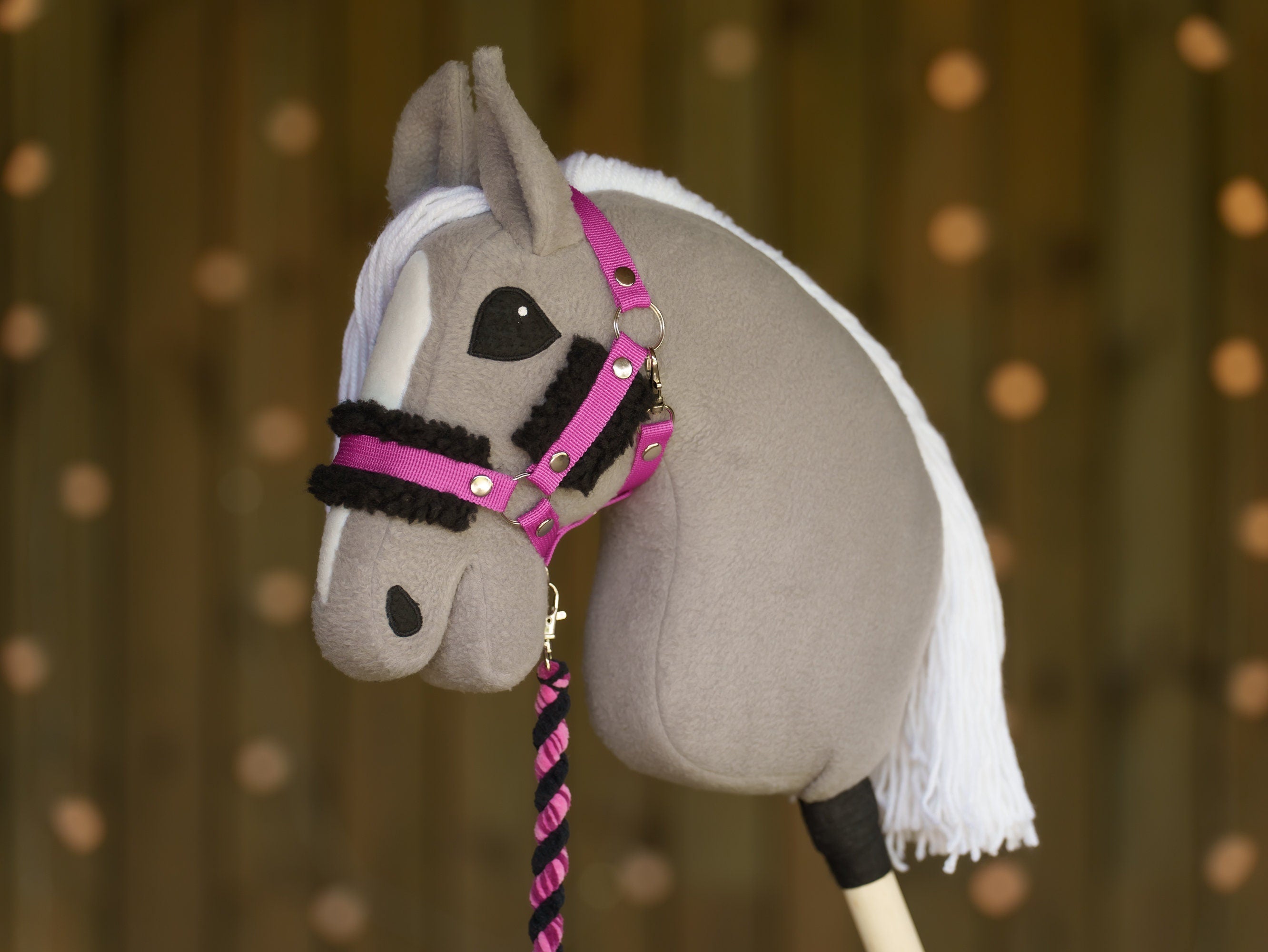 Hobbyhorse Halter with Soft Black Fur – Fits A3 & A4 Hobbyhorses
