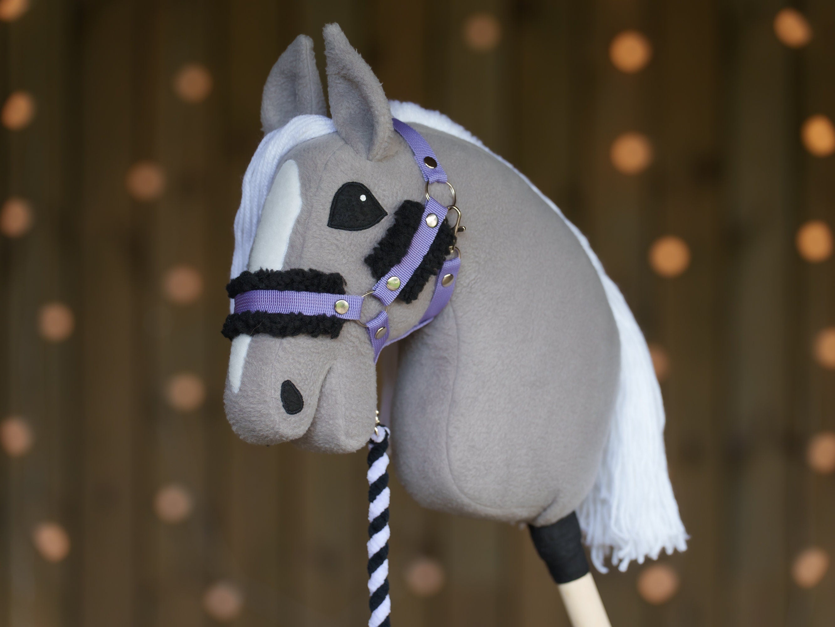 Hobbyhorse Halter with Soft Black Fur – Fits A3 & A4 Hobbyhorses