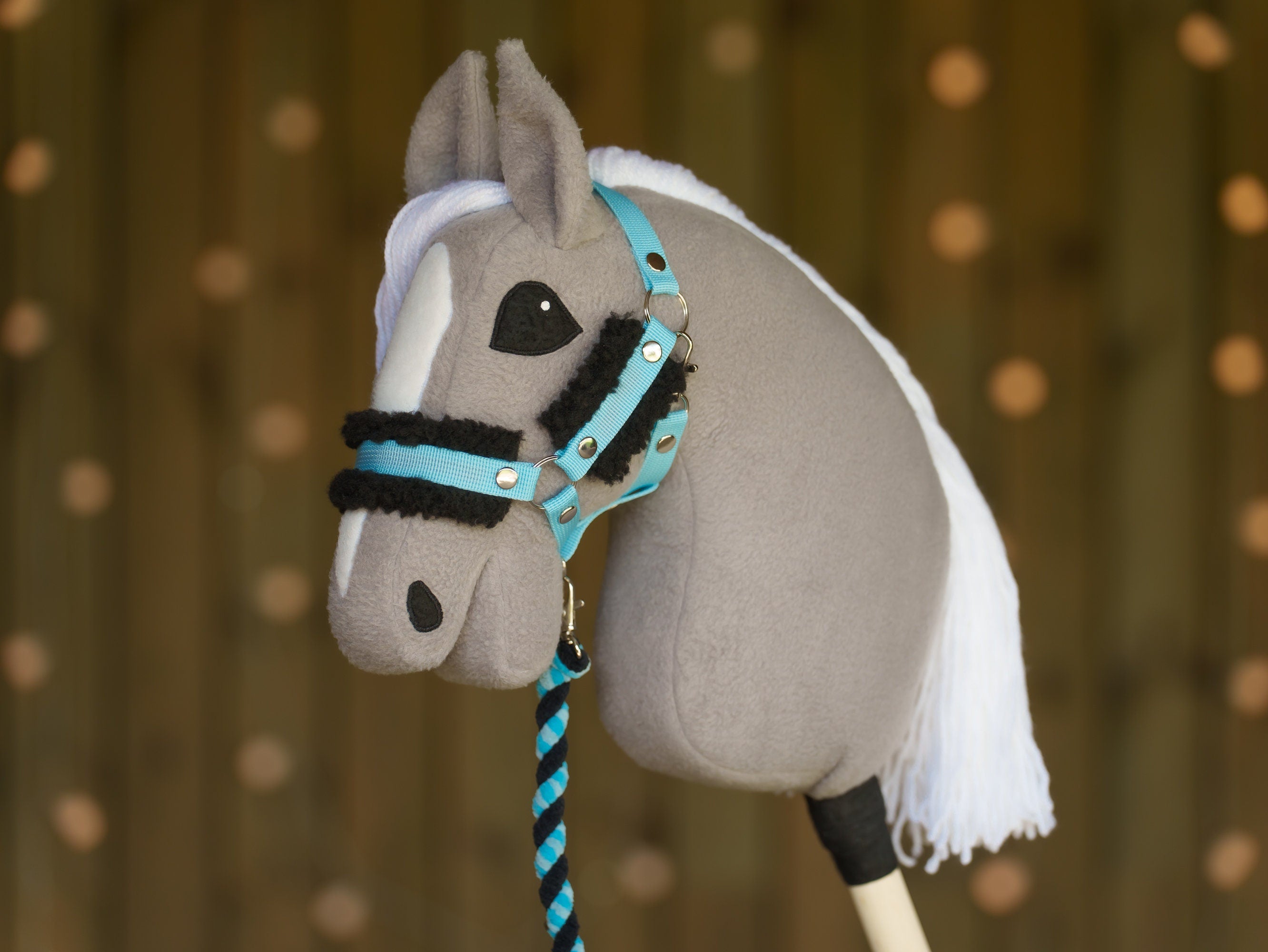 Hobbyhorse Halter with Soft Black Fur – Fits A3 & A4 Hobbyhorses