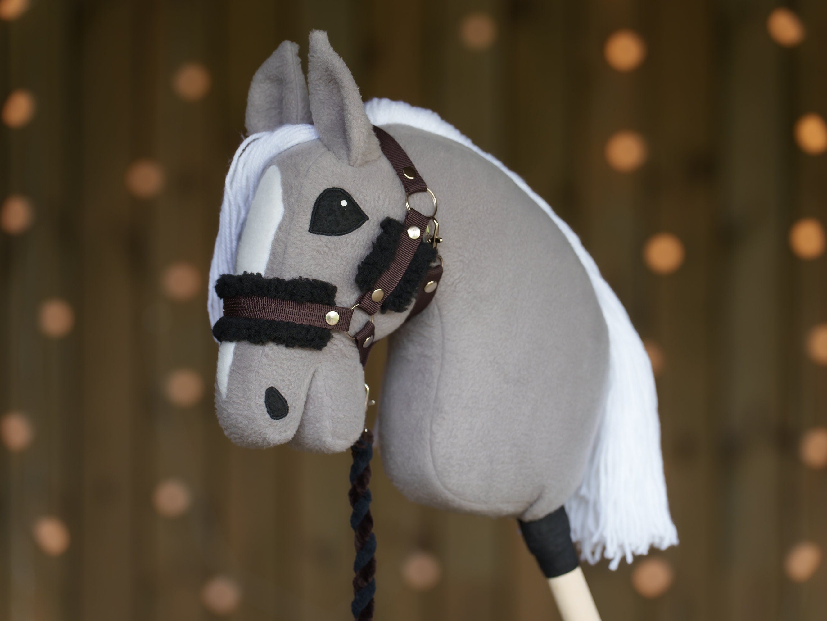 Hobbyhorse Halter with Soft Black Fur – Fits A3 & A4 Hobbyhorses