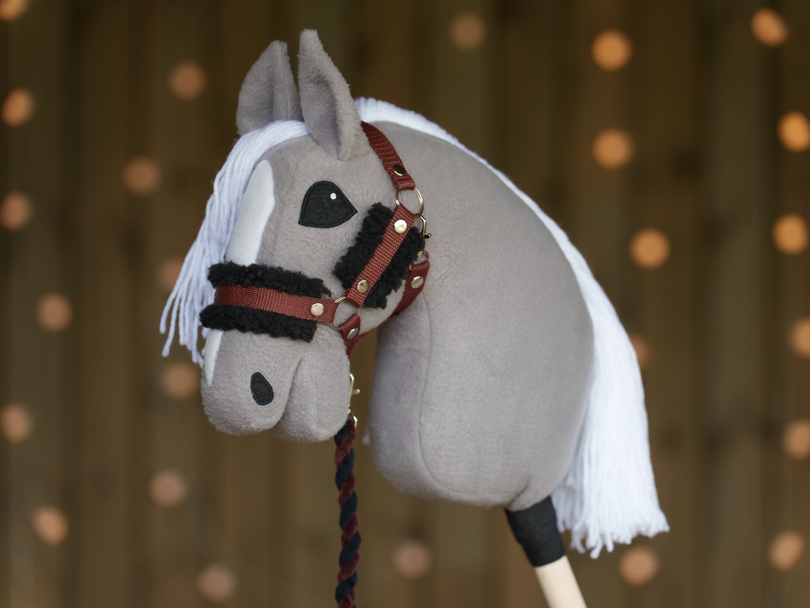 Hobbyhorse Halter with Soft Black Fur – Fits A3 & A4 Hobbyhorses