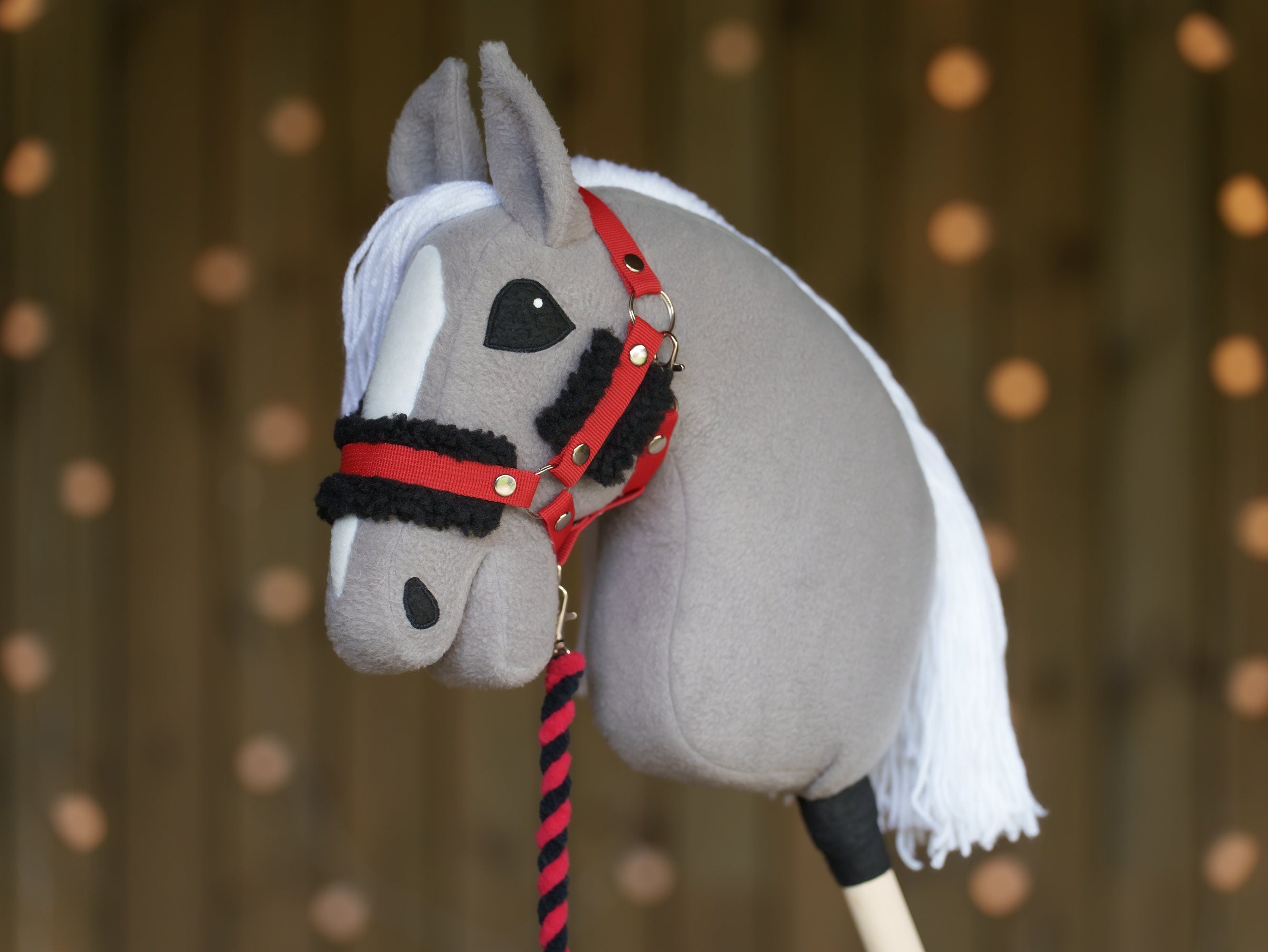 Hobbyhorse Halter with Soft Black Fur – Fits A3 & A4 Hobbyhorses
