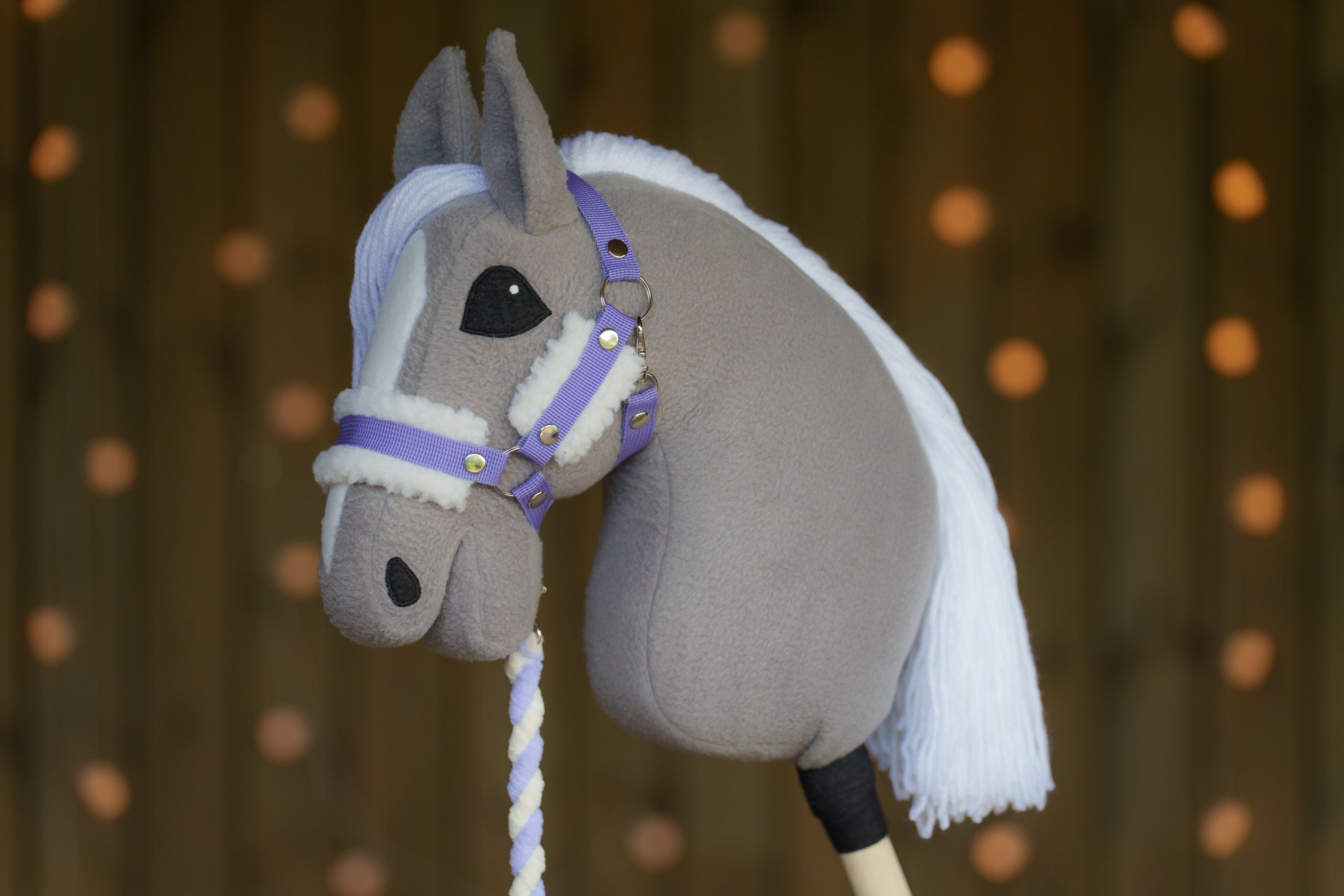 Hobbyhorse Halter with Soft Cream Fur – Fits A3 & A4 Hobbyhorses