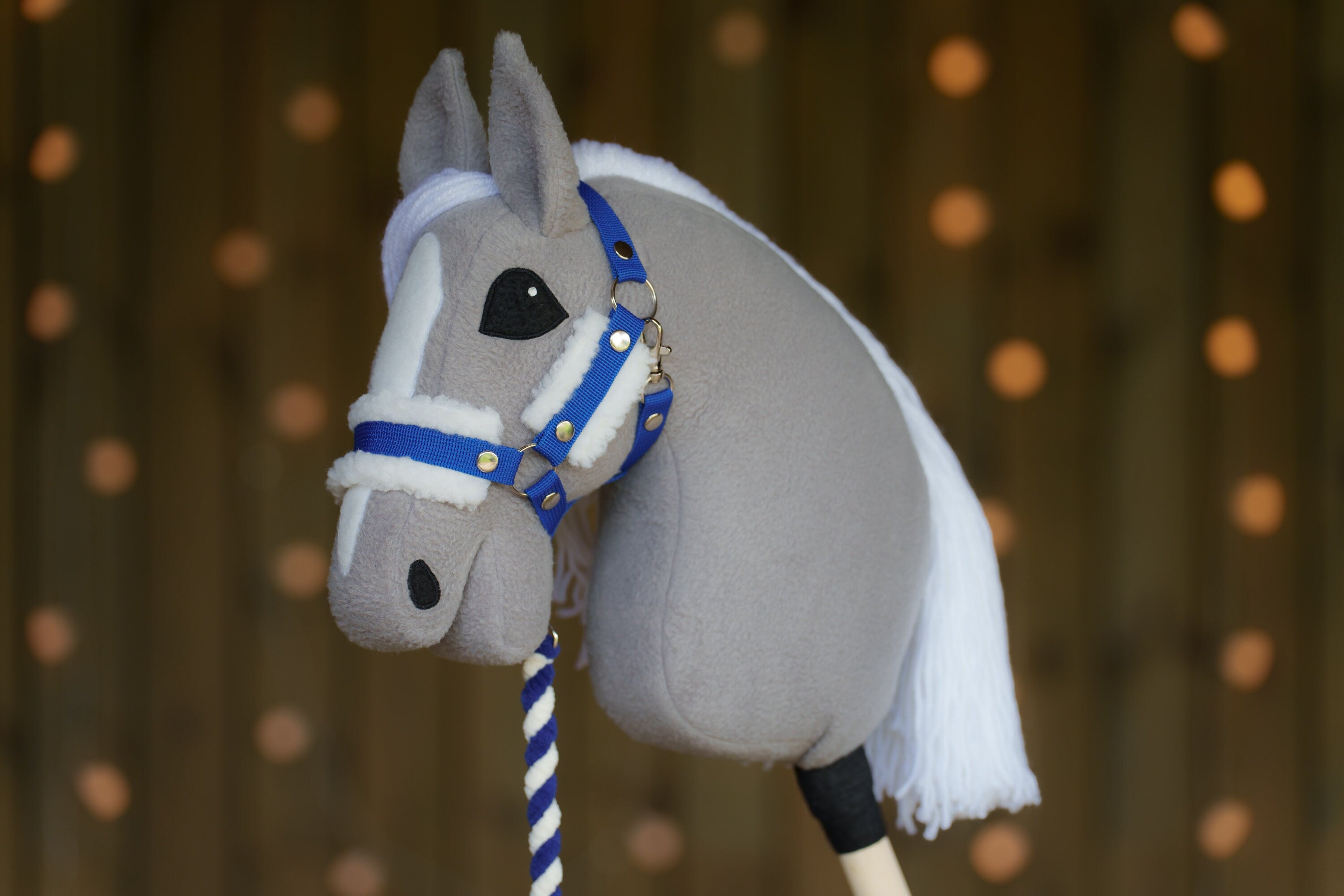 Hobbyhorse Halter with Soft Cream Fur – Fits A3 & A4 Hobbyhorses