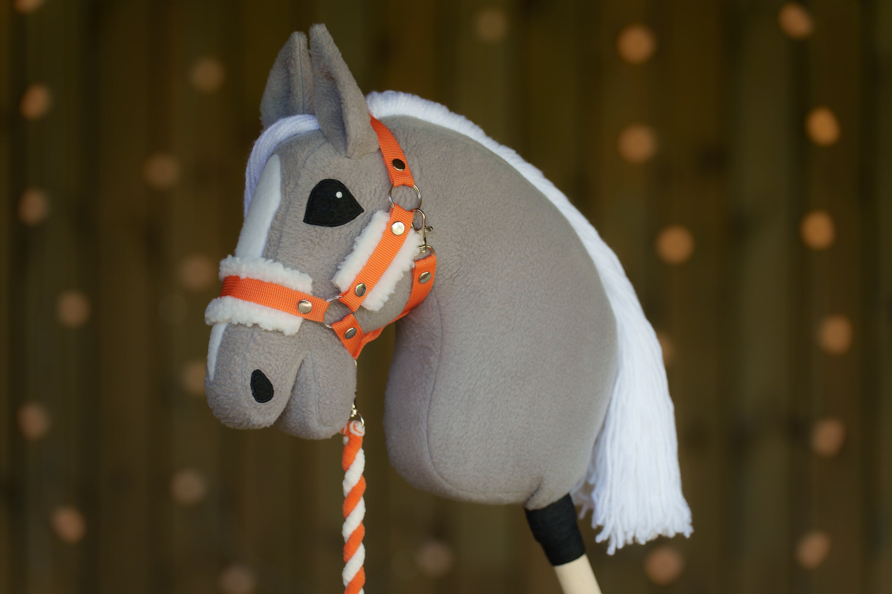 Hobbyhorse Halter with Soft Cream Fur – Fits A3 & A4 Hobbyhorses