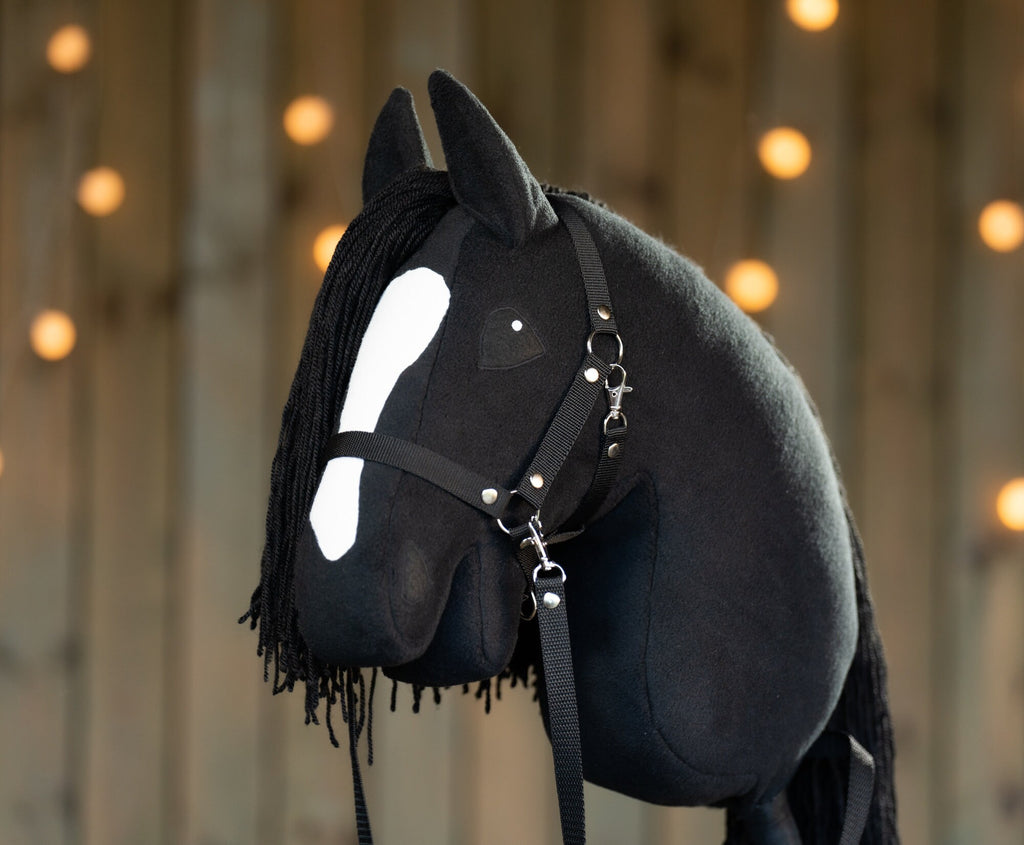 Black Hobbyhorse with Halter – A3 Handmade Stick Horse