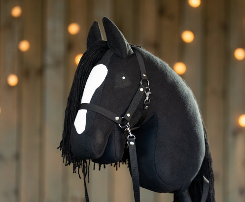 Black Hobbyhorse with Halter – A3 Handmade Stick Horse