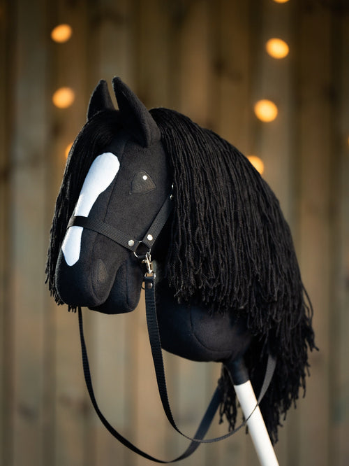Black Hobbyhorse with Halter – A3 Handmade Stick Horse