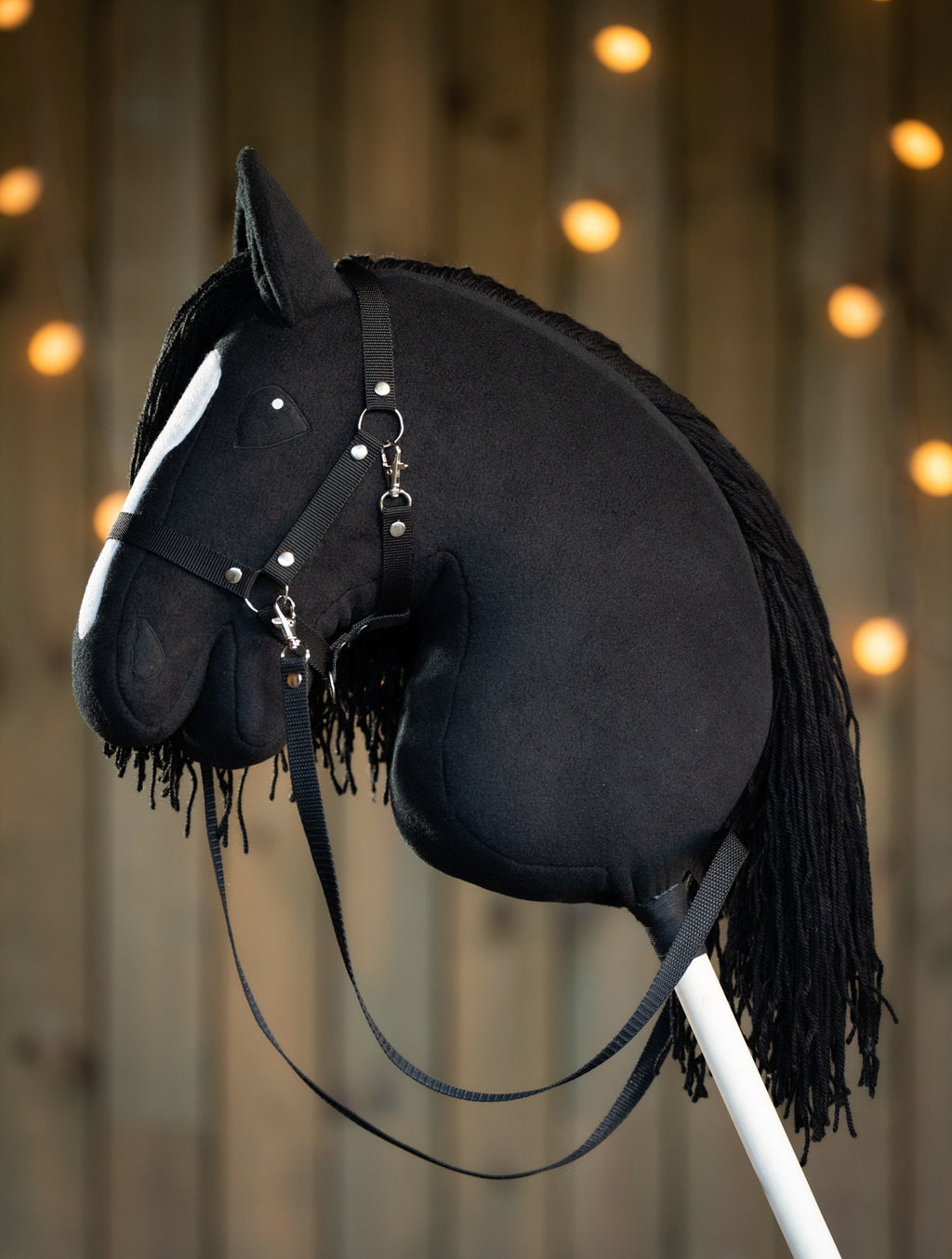 Black Hobbyhorse with Halter – A3 Handmade Stick Horse