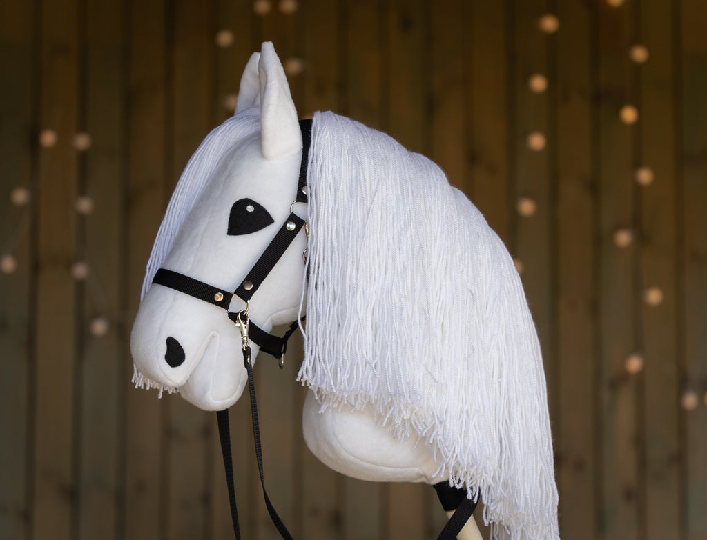 White Hobby Horse with Soft Yarn Mane – Handmade A3 Stick Horse for Kids