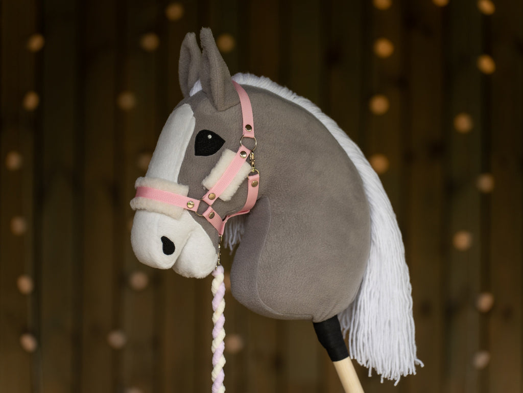 Hobbyhorse Halter with Soft cream Fur – Fits A3 & A4 Hobbyhorses